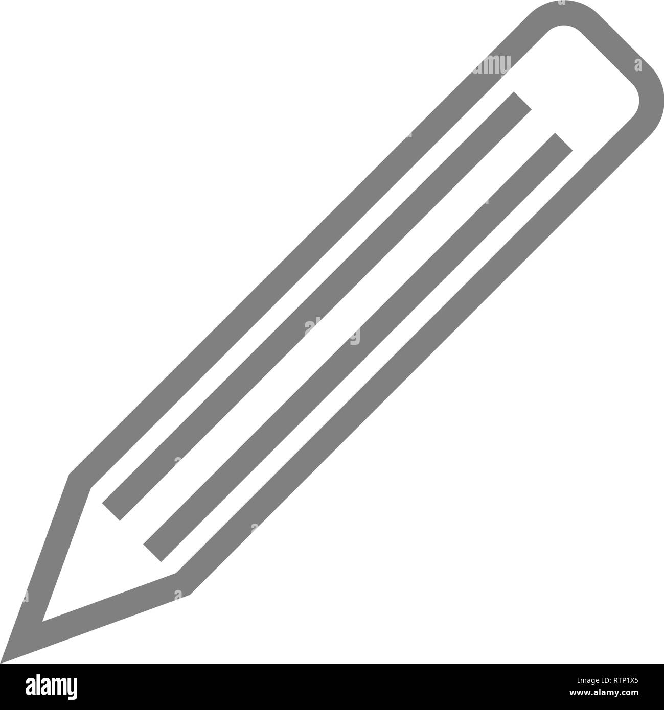 Bleistift Symbol-Grau einfache Umrisse, isoliert - Vector Illustration Stock Vektor
