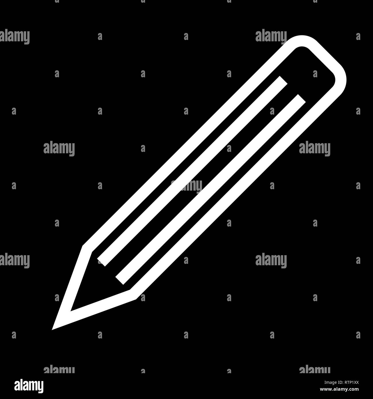 Bleistift Symbol - Weiß einfache Umrisse, isoliert - Vector Illustration Stock Vektor