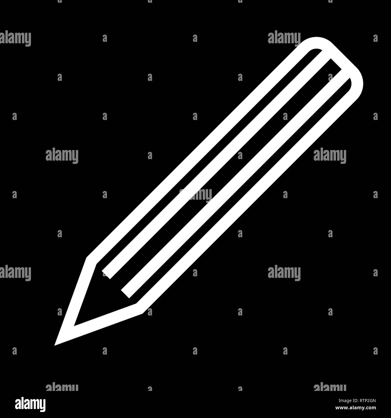 Bleistift Symbol - Weiß einfache Umrisse, isoliert - Vector Illustration Stock Vektor
