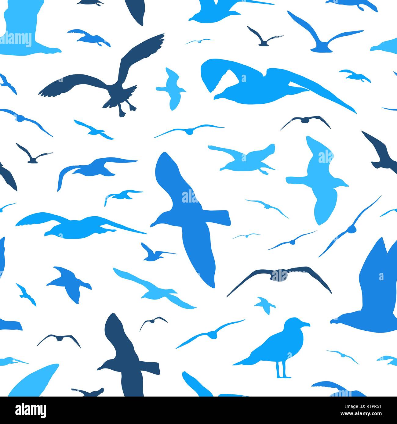 Seagull Silhouetten nahtlose Muster vector Hintergrund Stock Vektor