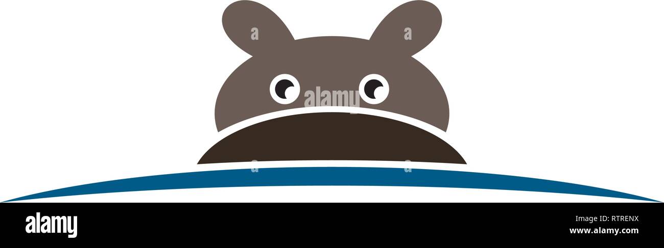 Hippo in Wasser logo Zeichen element Vektor Stock Vektor