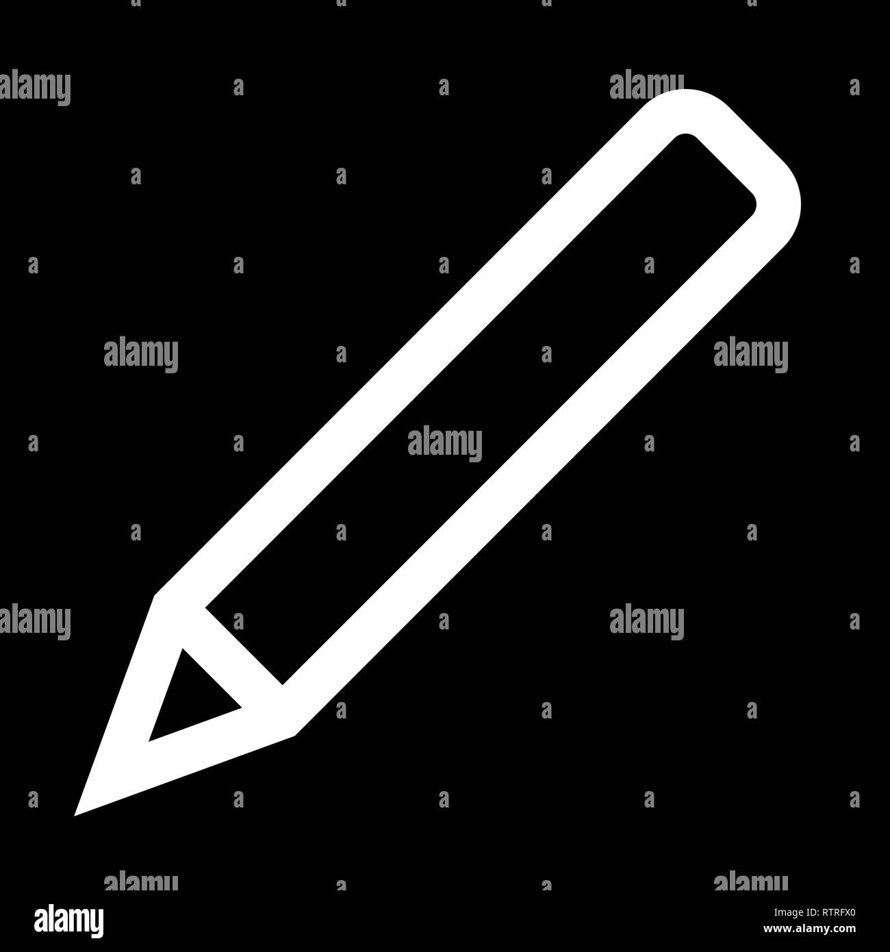 Bleistift Symbol - Weiß einfache Umrisse, isoliert - Vector Illustration Stock Vektor