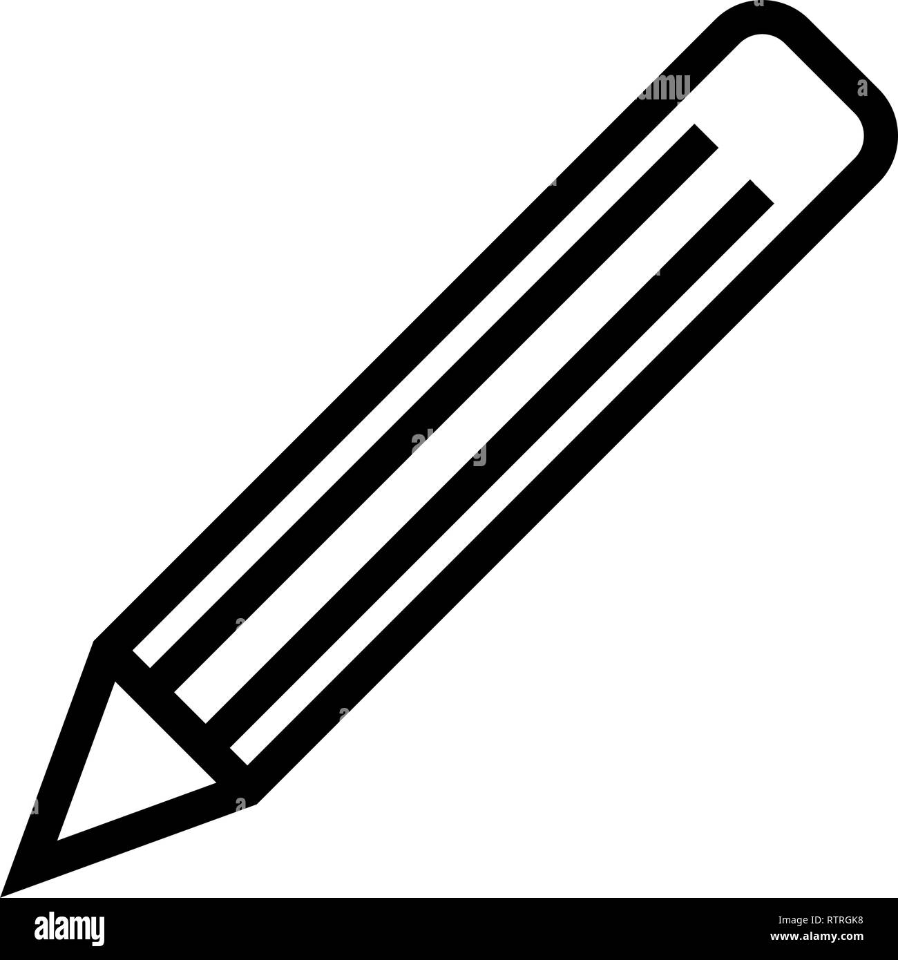 Bleistift Symbol - Schwarz einfache Umrisse, isoliert - Vector Illustration Stock Vektor