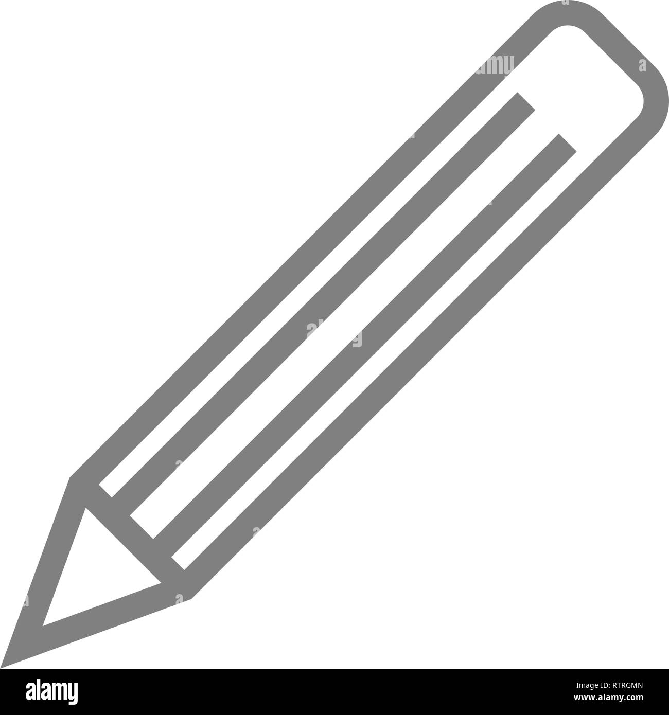 Bleistift Symbol-Grau einfache Umrisse, isoliert - Vector Illustration Stock Vektor
