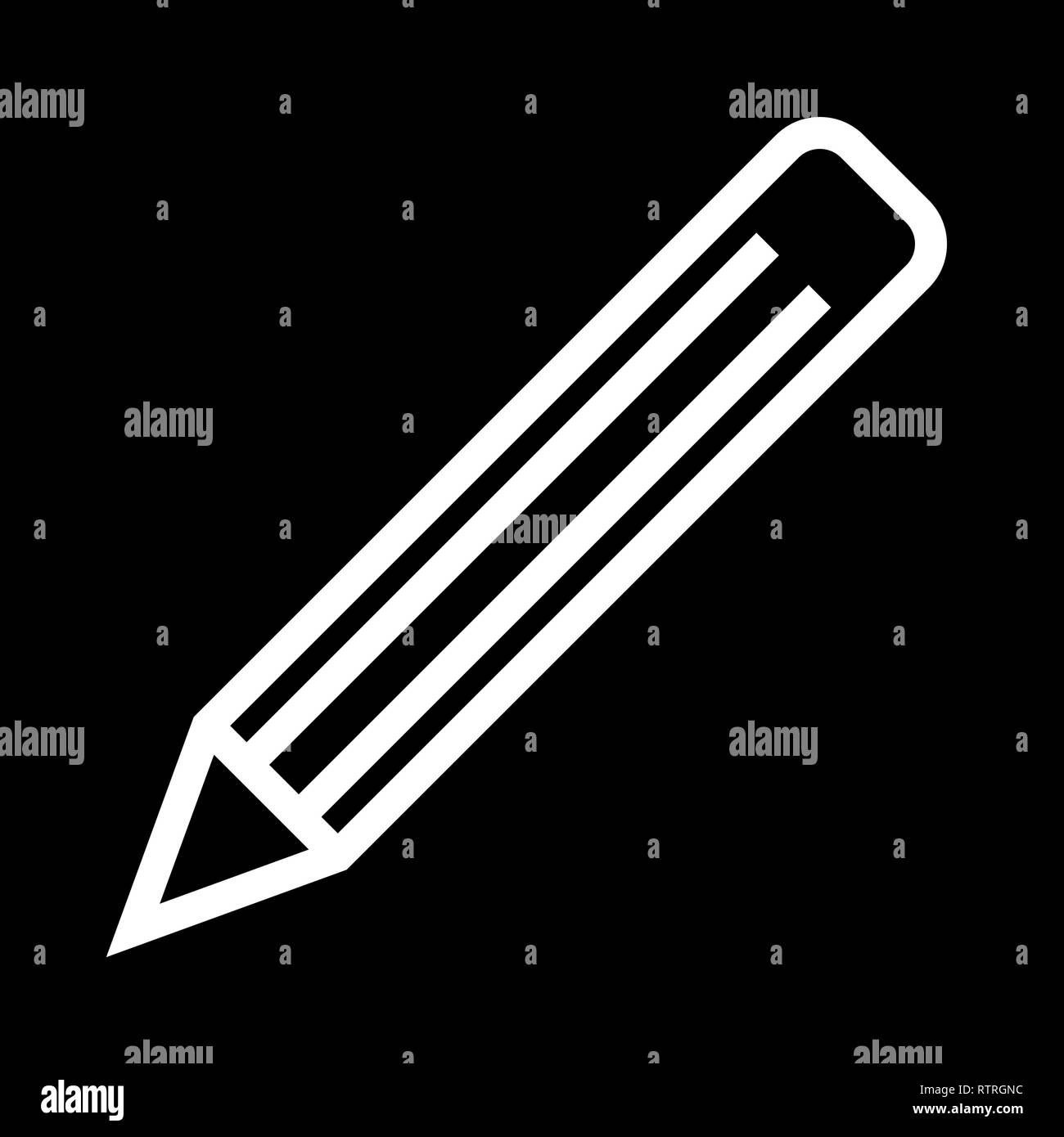 Bleistift Symbol - Weiß einfache Umrisse, isoliert - Vector Illustration Stock Vektor