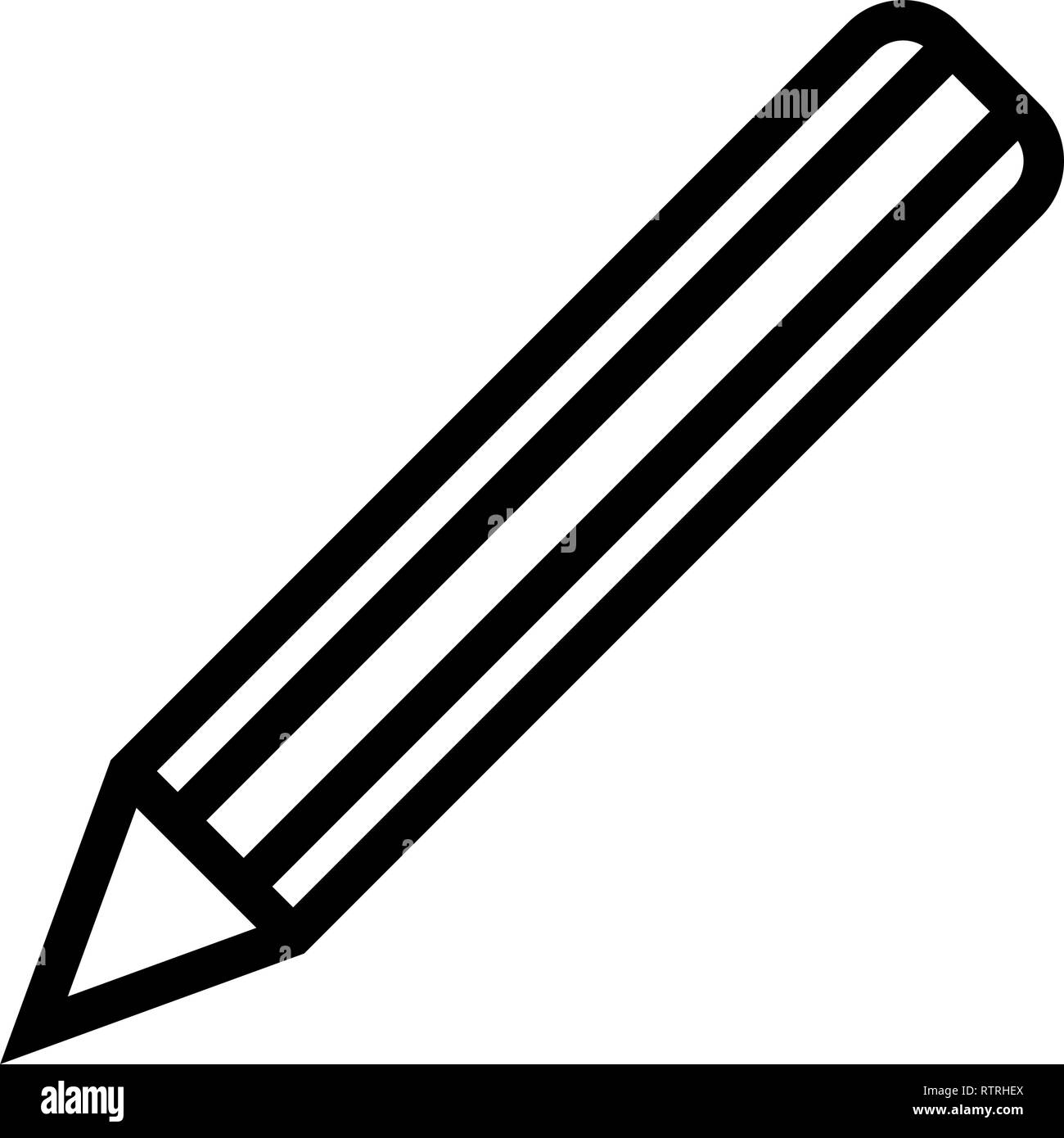 Bleistift Symbol - Schwarz einfache Umrisse, isoliert - Vector Illustration Stock Vektor
