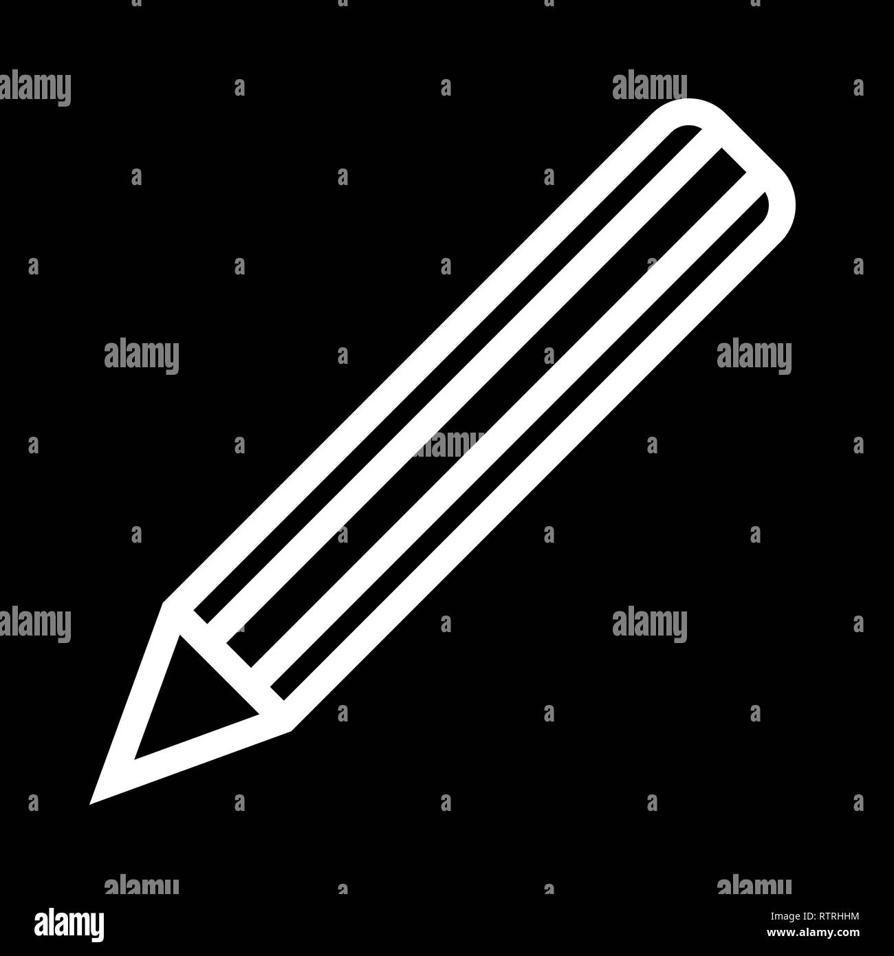 Bleistift Symbol - Weiß einfache Umrisse, isoliert - Vector Illustration Stock Vektor