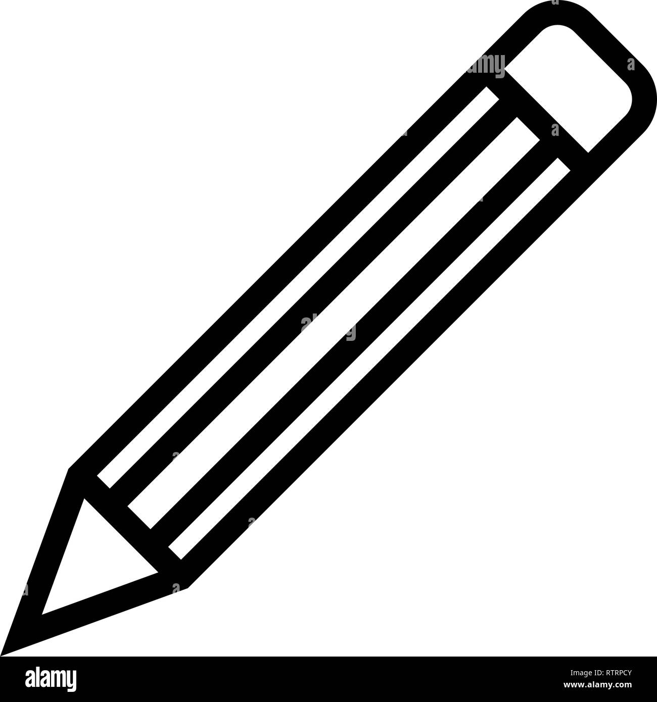 Bleistift Symbol - Schwarz einfache Umrisse, isoliert - Vector Illustration Stock Vektor
