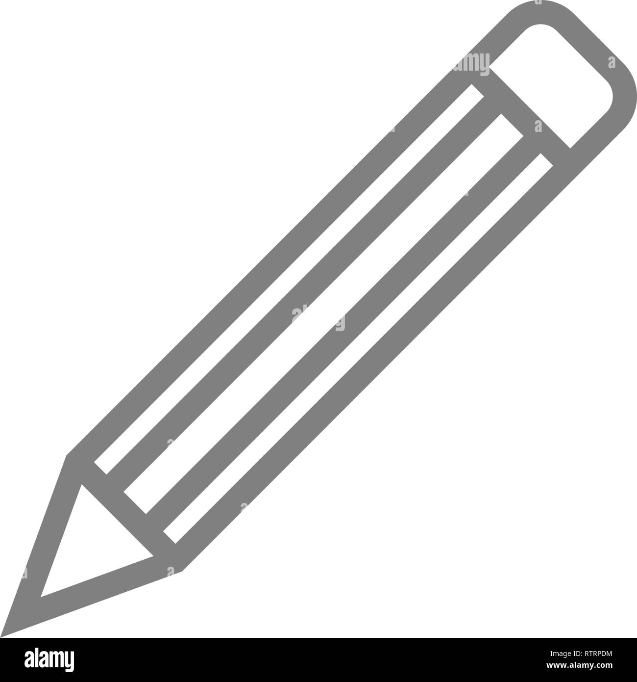 Bleistift Symbol-Grau einfache Umrisse, isoliert - Vector Illustration Stock Vektor