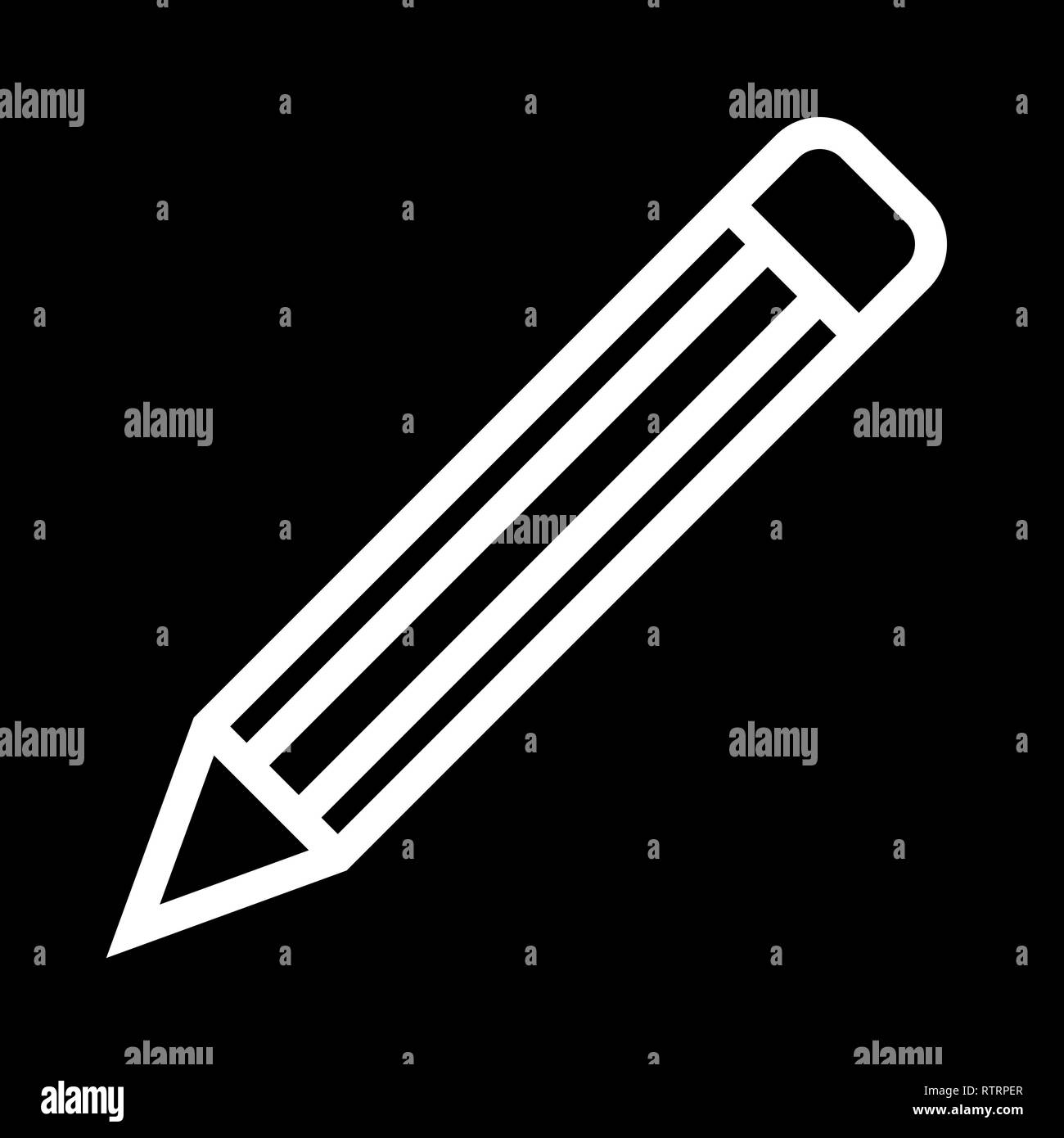 Bleistift Symbol - Weiß einfache Umrisse, isoliert - Vector Illustration Stock Vektor