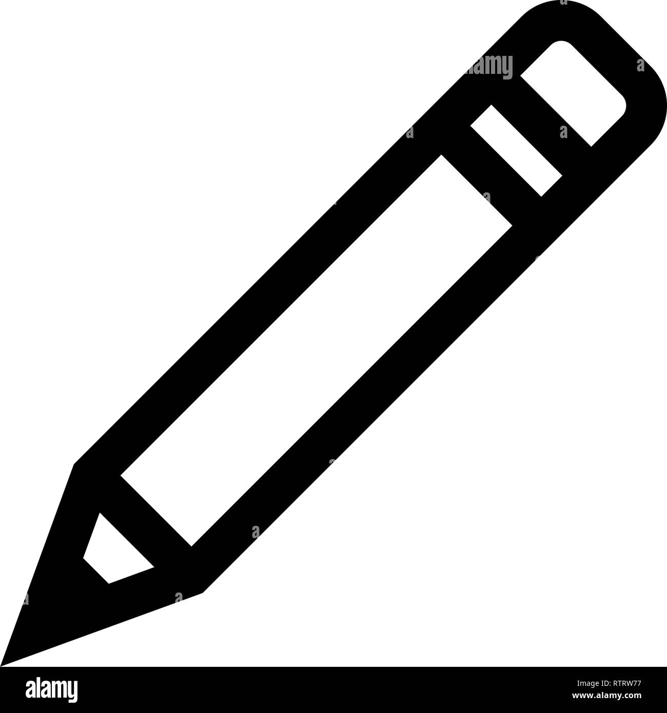 Bleistift Symbol - Schwarz einfache Umrisse, isoliert - Vector Illustration Stock Vektor