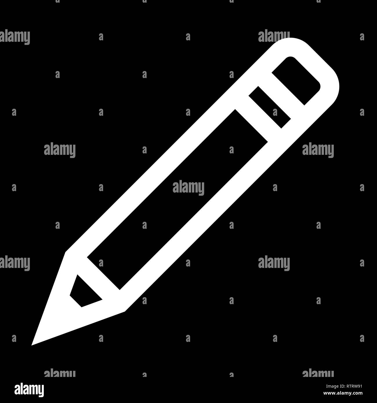 Bleistift Symbol - Weiß einfache Umrisse, isoliert - Vector Illustration Stock Vektor