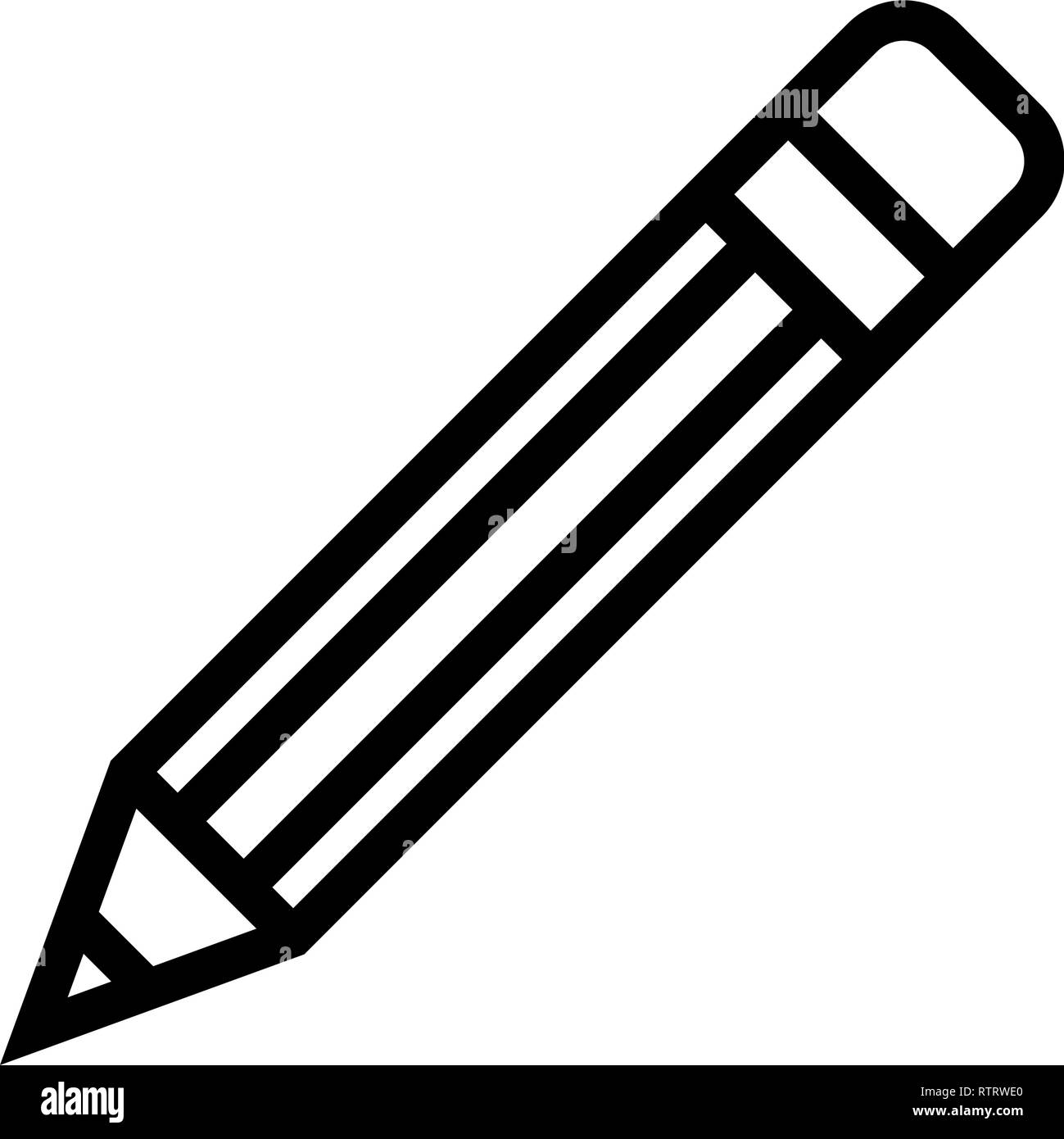 Bleistift Symbol - Schwarz einfache Umrisse, isoliert - Vector Illustration Stock Vektor