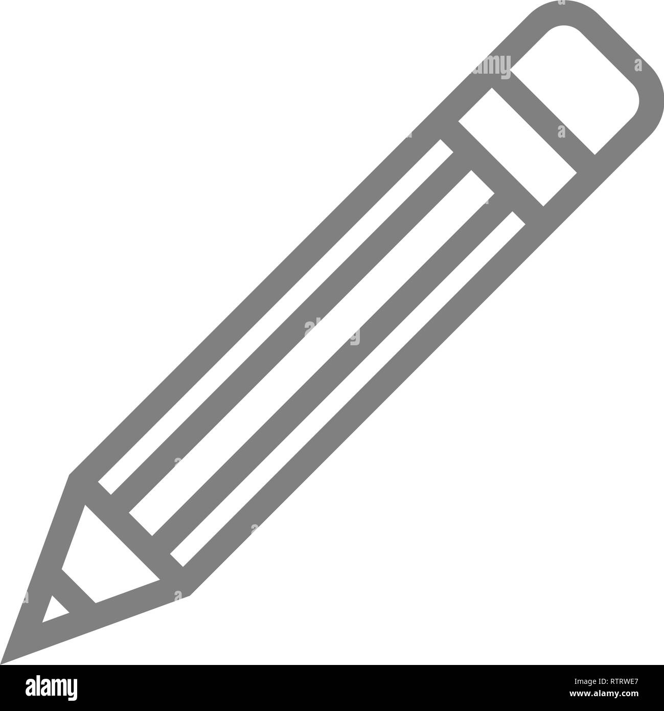 Bleistift Symbol-Grau einfache Umrisse, isoliert - Vector Illustration Stock Vektor