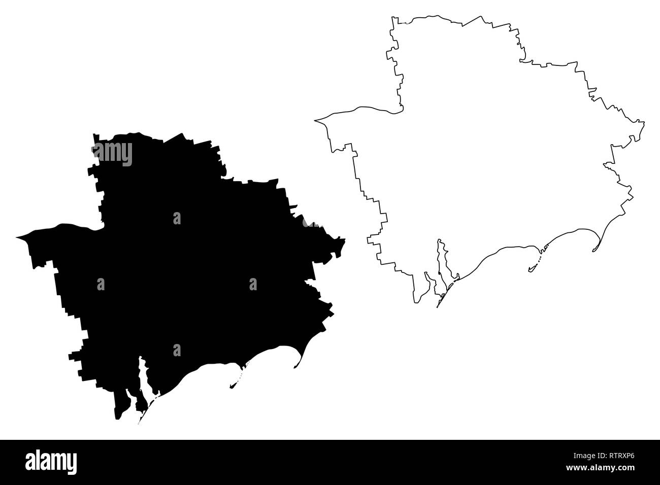 Der Oblast Saporischschja (administrative divisions in der Ukraine, Oblast der Ukraine) Karte Vektor-illustration, kritzeln Skizze Zaporizhzhya Karte Stock Vektor