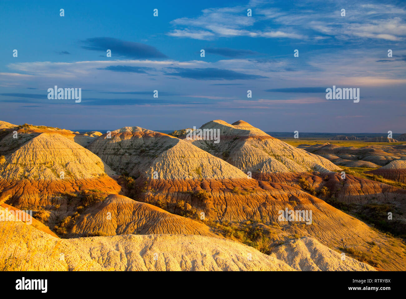 Erodieren Texturen der Badlands National Park South Dakota, Buffalo Gap Grasland Stockfoto