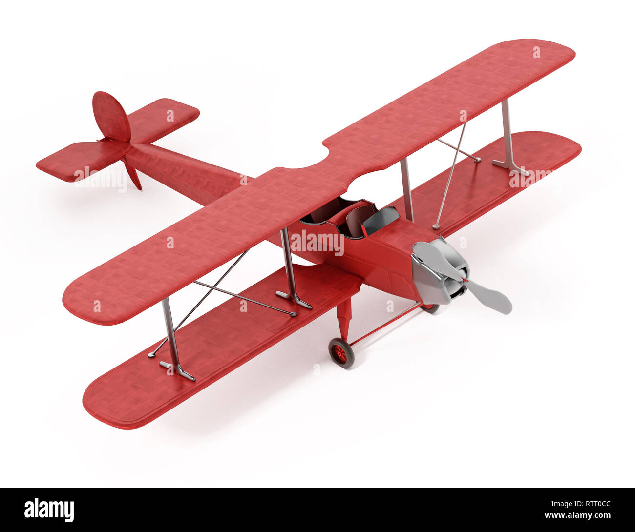 Vintage Flugzeug auf weißem Hintergrund. 3D-Darstellung. Stockfoto