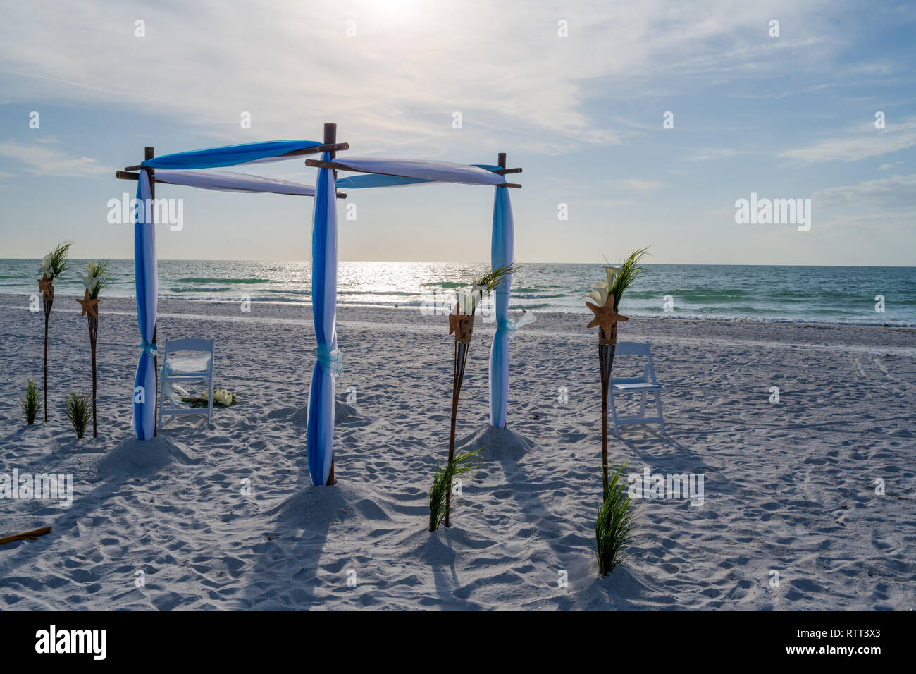 Für eine Hochzeit am Strand vor der Veranstaltung Stockfoto