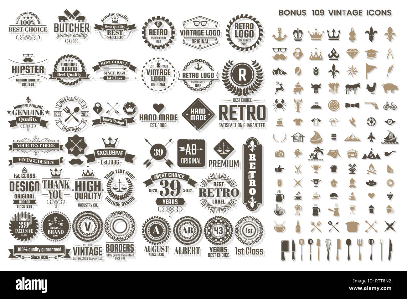 Vintage Retro Vektor Logo Fur Banner Poster Flyer Stockfotografie Alamy