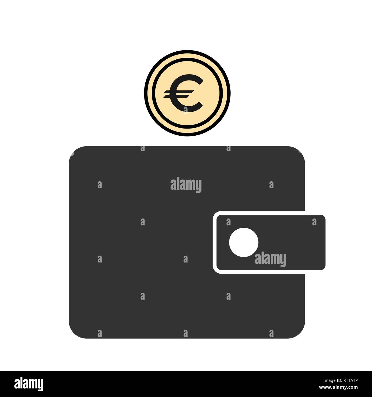 Wallet und Euro Symbol. Flache vektor Symbol. Abbildung für Design Stock Vektor