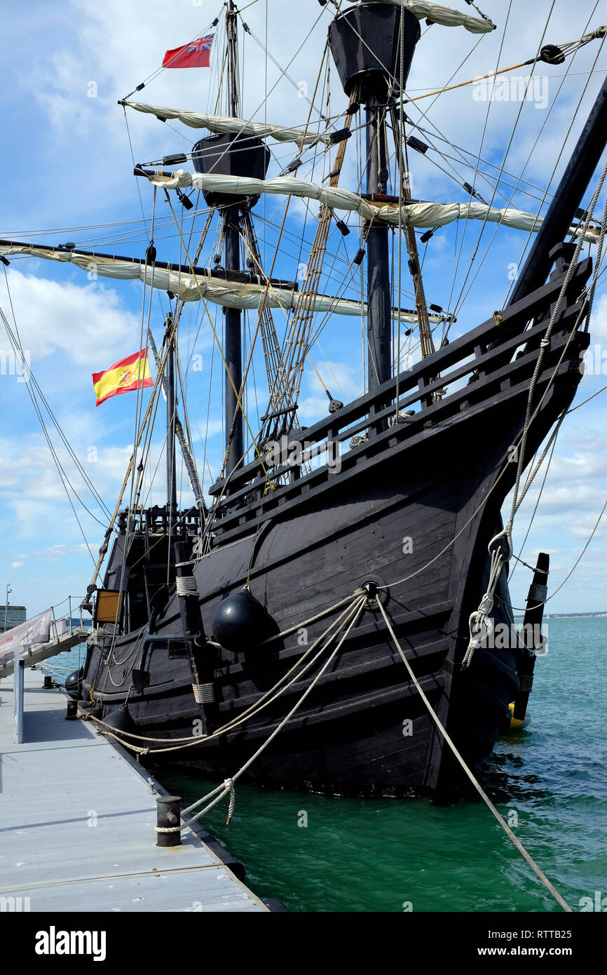 Victoria, ein war, Spanisch carrack und das erste Schiff der Welt erfolgreich umrunden. Victoria, war Teil einer spanischen Expedition geboten, b Stockfoto