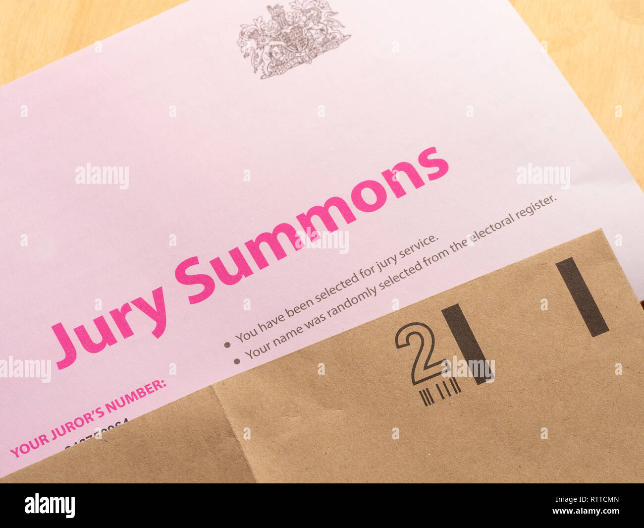 Jury service Karten schreiben. Großbritannien Stockfoto