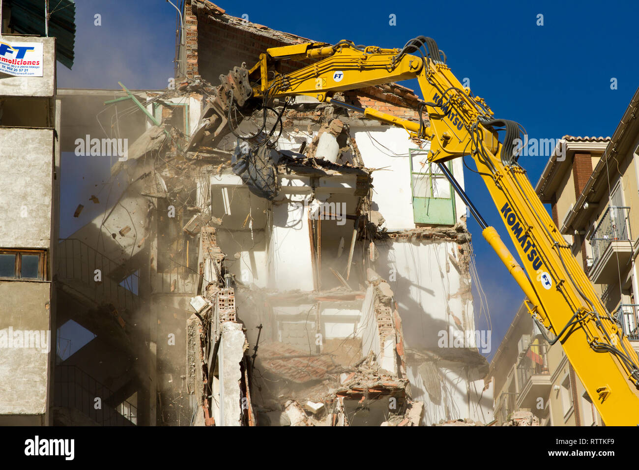 Hohe Reichweite Komatsu Abriss Stockfoto