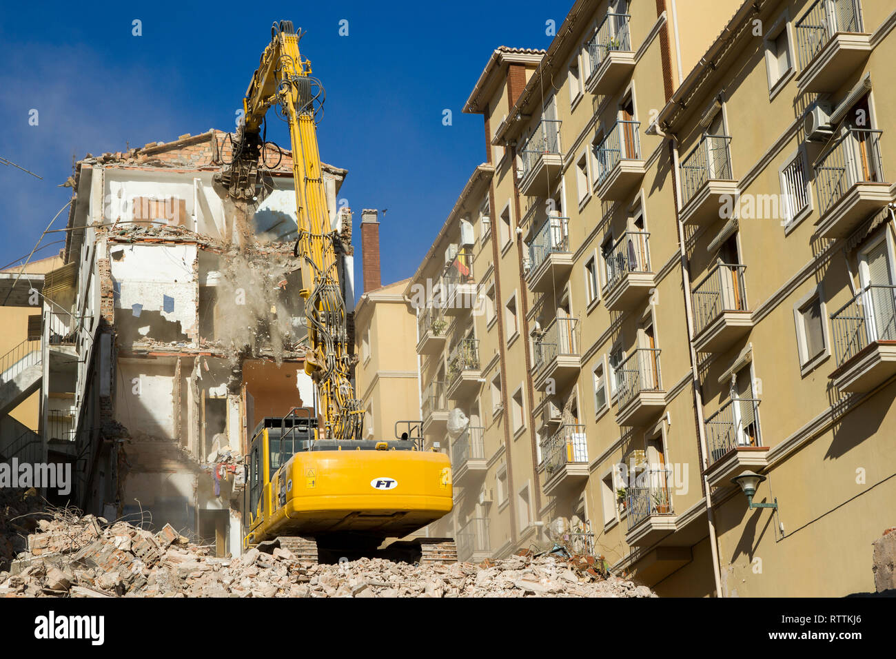 Hohe Reichweite Komatsu Abriss Stockfoto