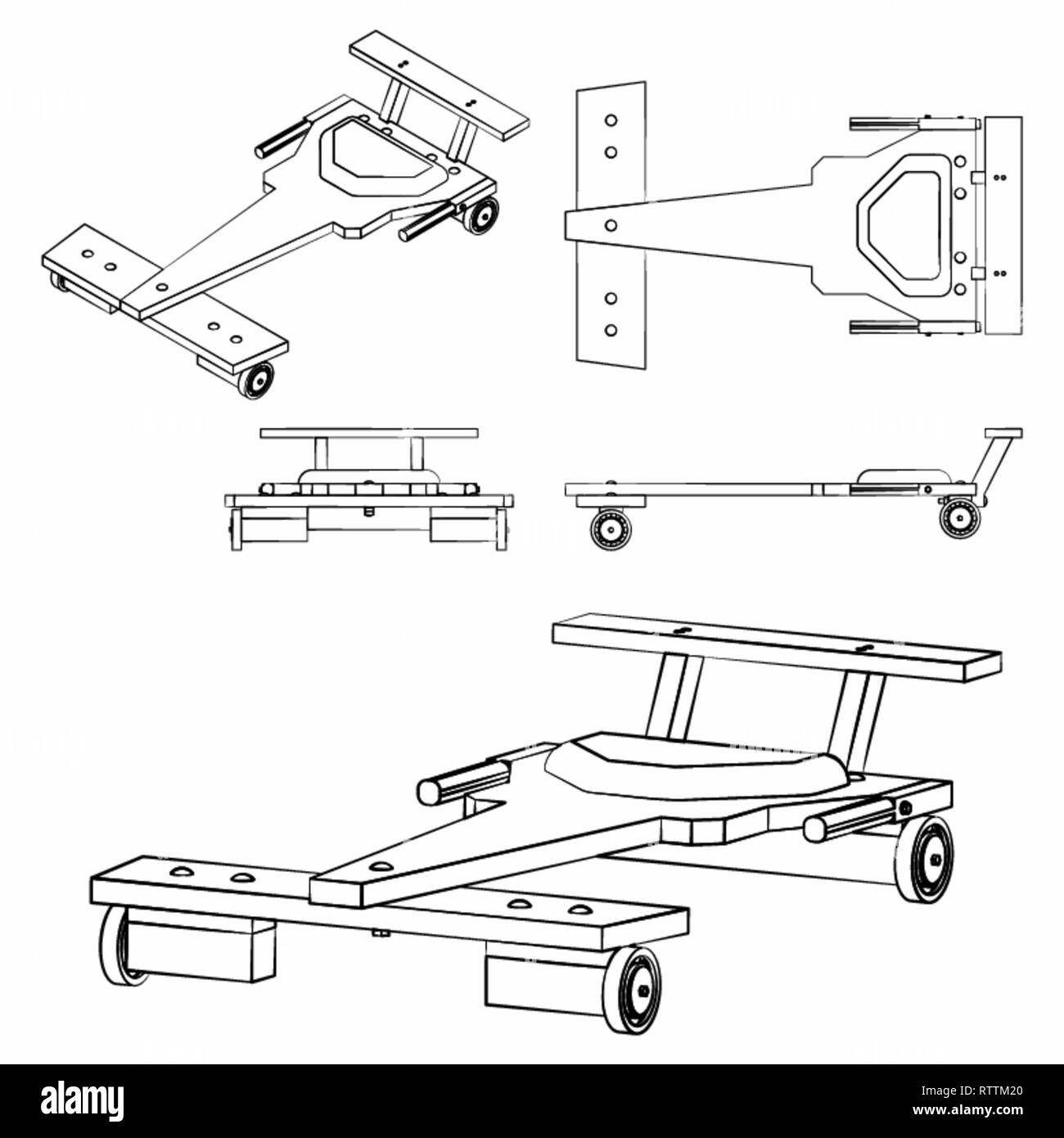 Klassische Soapbox auto Umriss wie ein pinselstrichen Stock Vektor