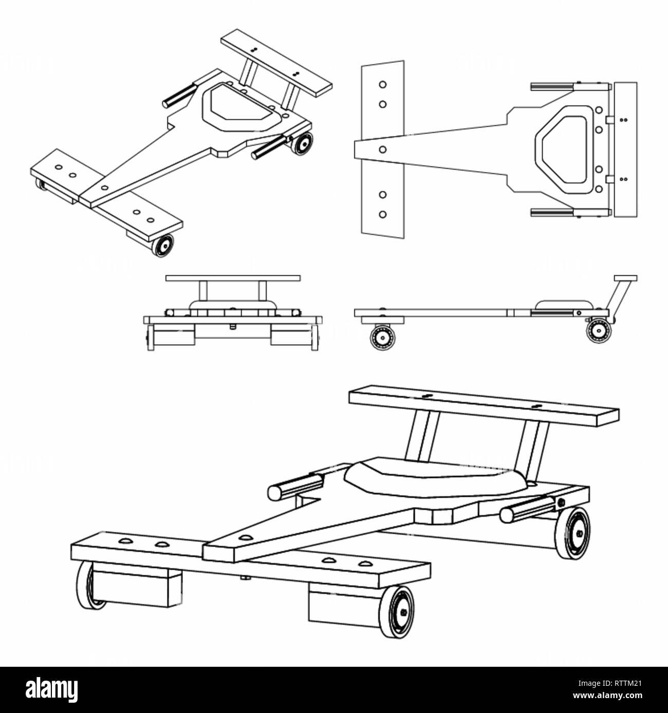 Nur klassische Soapbox auto Übersicht Stock Vektor