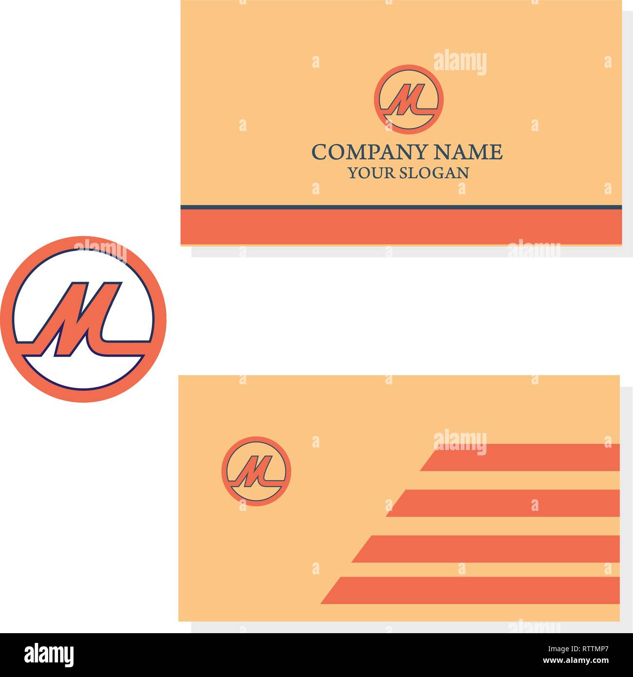 Vector Illustration schreiben m-Logo mit Business Card Design Stock Vektor