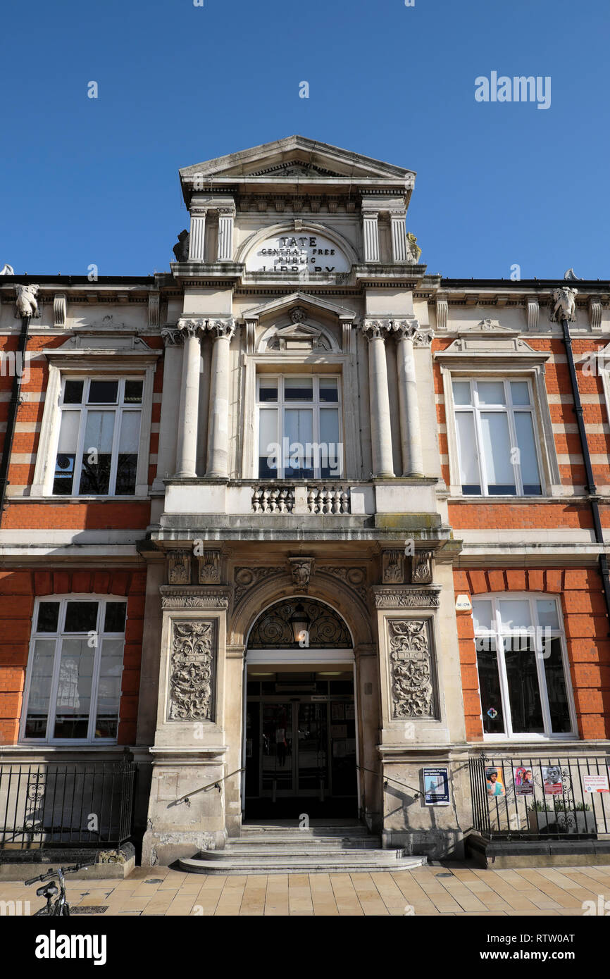 Brixton Tate Zentrale Öffentliche Bibliothek street view von Gebäude in Brixton, Lambeth South London UK KATHY DEWITT Stockfoto