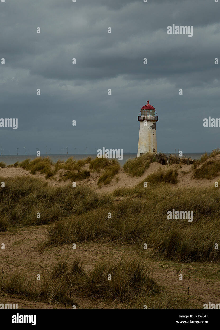 Leuchtturm am Talacre Bay, North Wales Stockfoto
