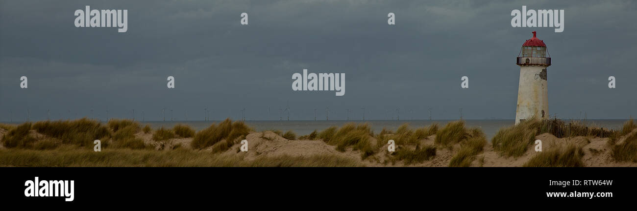 Leuchtturm am Talacre Bay, North Wales Stockfoto