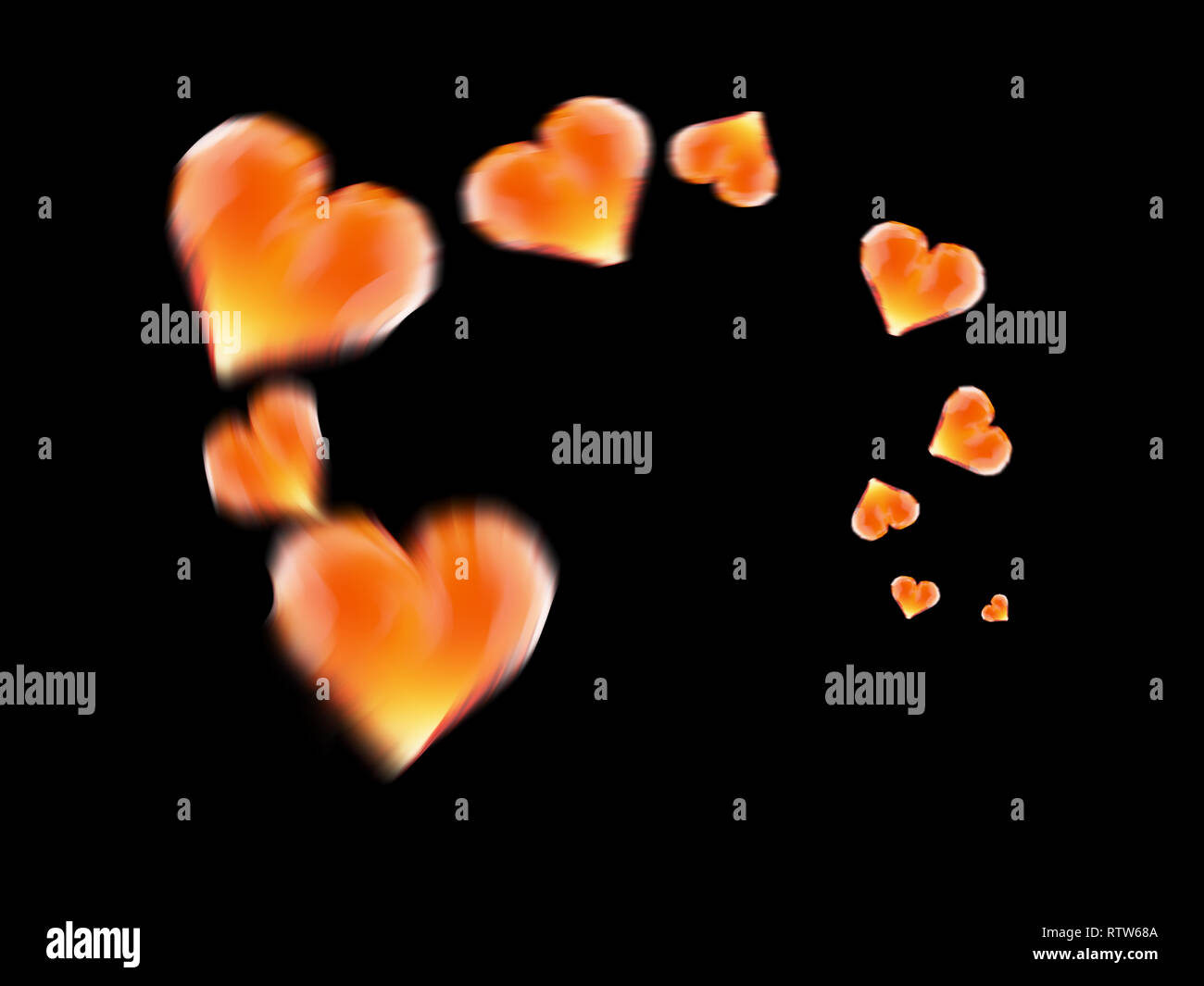 Rote Edelstein schnell bewegten Herzen auf schwarzem Hintergrund isoliert. Geometrische rumpled dreieckige Low Poly style Grafik 3d-render Abbildung. Raster polygonalen Stockfoto