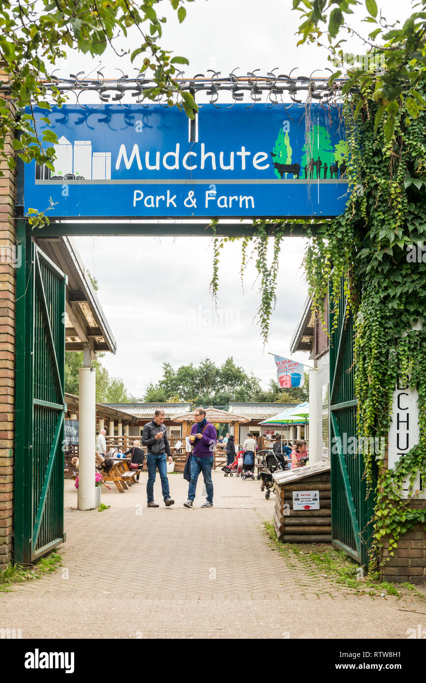 London, Großbritannien, 21. Oktober 2018: Mudchute Farm. Größte Stadt Hof in London mit einer großen Sammlung von Tieren, in der Nähe des Financial District Cana Stockfoto