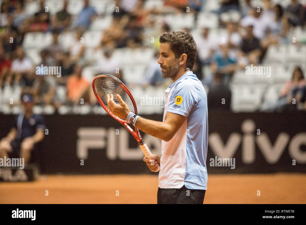 SÃO PAULO, SP - 02.03.2019: BRASIL OPEN 2019 ATP 250 - Brasilien Open ATP 250 - Ibirapuera Gymnasium. Argentinier Maximo Gonzalez und Federico DELBONIS Niederlage Luke Bambridge und Jonny OMARA und verdoppelt Champions zu werden. São Paulo, 2. März 2019. (Foto: Van Campos/Fotoarena) Stockfoto