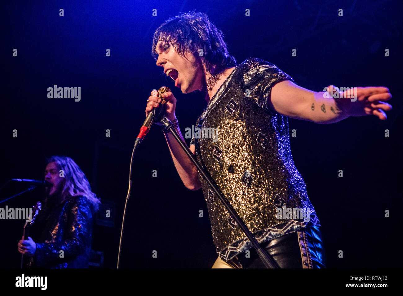 Mailand Italien. 02. März 2019. Deutsch Rock Band die Struts führt live auf der Bühne bei Magazzini Generali ihr neues Album "Jung & Gefährlich "Credit: Rodolfo Sassano/Alamy Live News präsentieren zu können Stockfoto