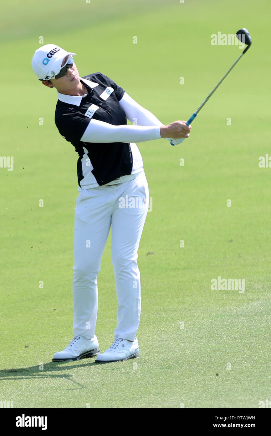 Singapur. 3 Mär, 2019. Eun - hee Ji von Südkorea spielt einen Schuß in der 5. Bohrung während der Endrunde, die von der Frauen-WM im Tanjong Kurs, Sentosa Golf Club. Credit: Paul Miller/ZUMA Draht/Alamy leben Nachrichten Stockfoto