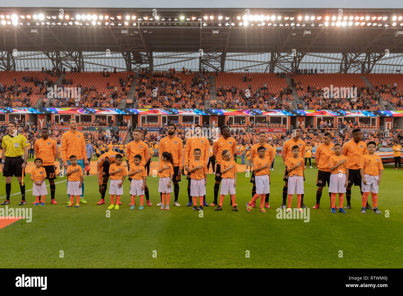 März 02, 2019: Houston Dynamo vor dem Spiel zwischen Real Salt Lake und Houston Dynamo bei BBVA Compass Stadion in Houston, Texas Houston Dynamo Riegel mit realen Salt See 1-1 © Maria Lysaker/Cal Sport Media Stockfoto