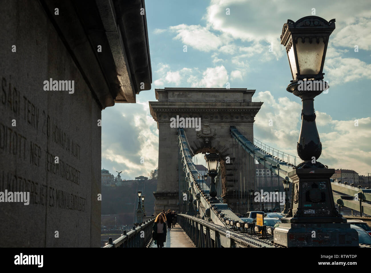 Kettenbrücke in Budapest, Ungarn. Stockfoto