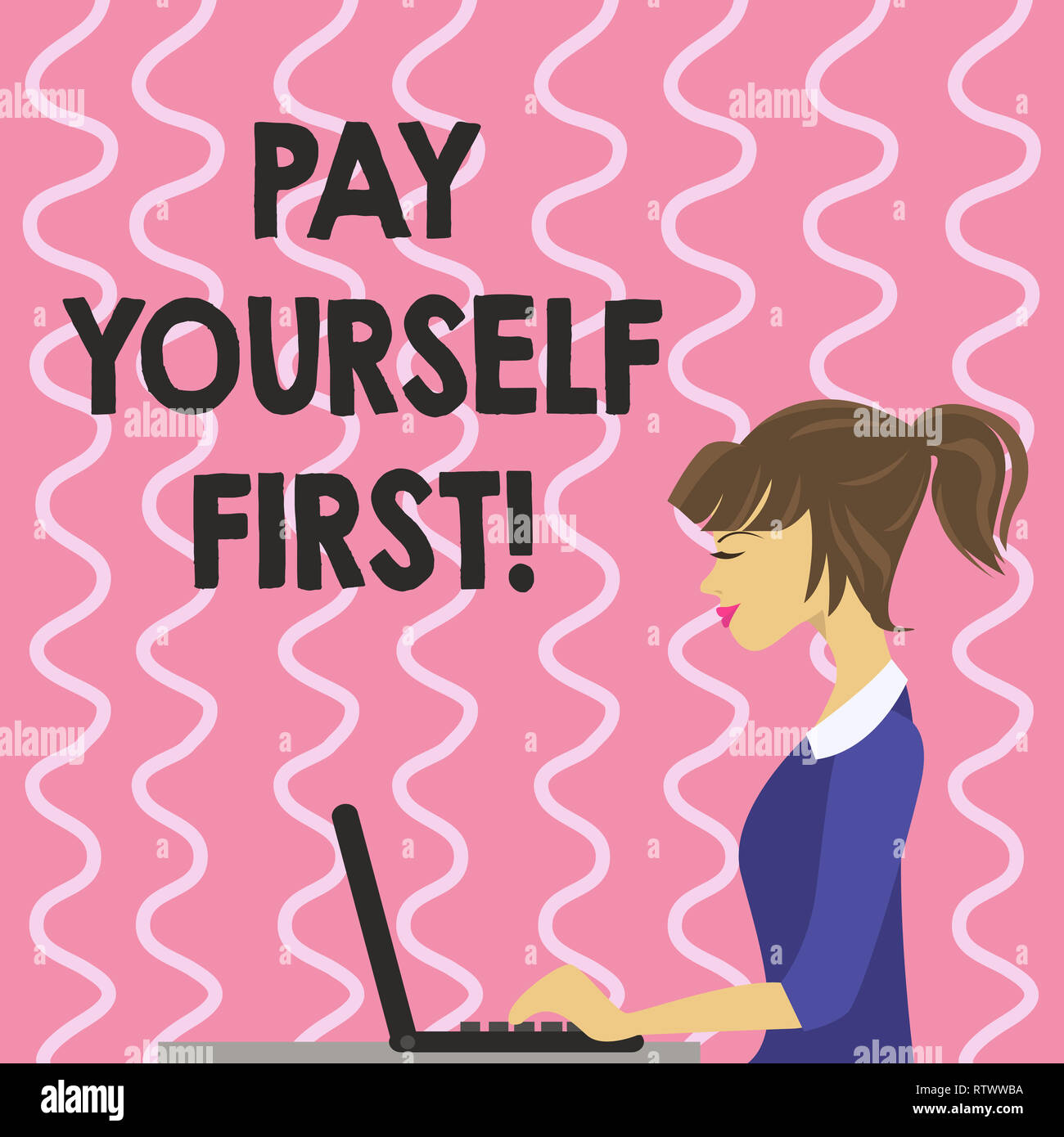 Text Zeichen, Zahlen Sie sich zuerst. Konzeptionelle foto Persönliche Finanzen Geld Sparen für die Zukunft Stockfoto