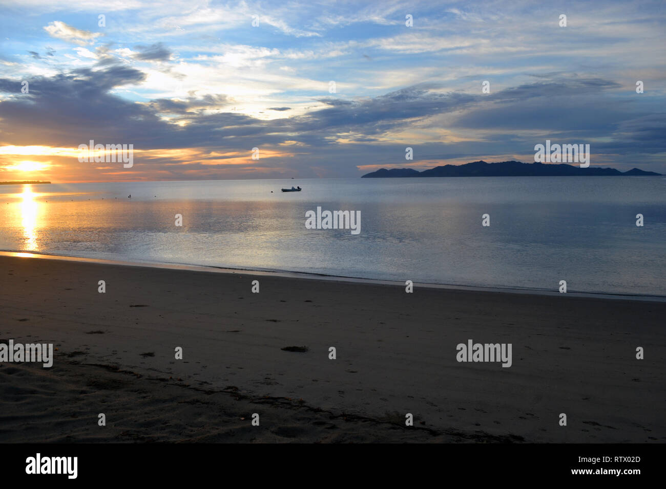 Sonnenaufgang am Pacific Harbour, Viti Levu, Fidschi Stockfoto