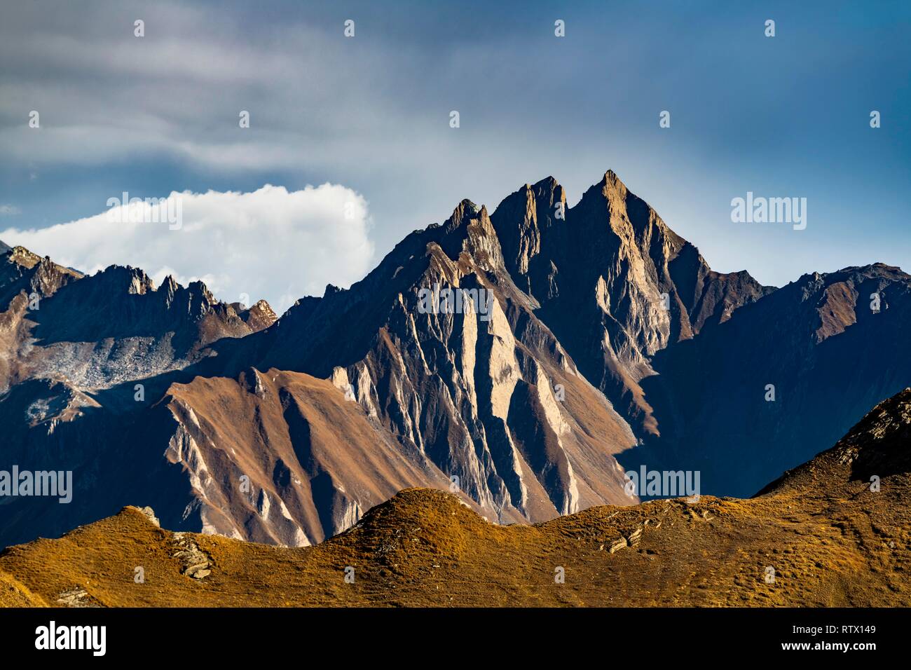 Multi-spitzer Berg der Sternspitze, Vals, Valstal, Südtirol, Italien Stockfoto