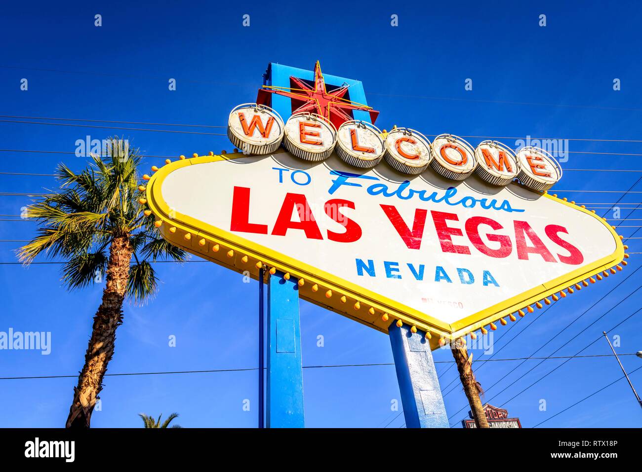 Zu fabelhaften Las Vegas, vor das Willkommensschild in Las Vegas, Las Vegas Strip, Las Vegas, Nevada, USA Willkommen Stockfoto