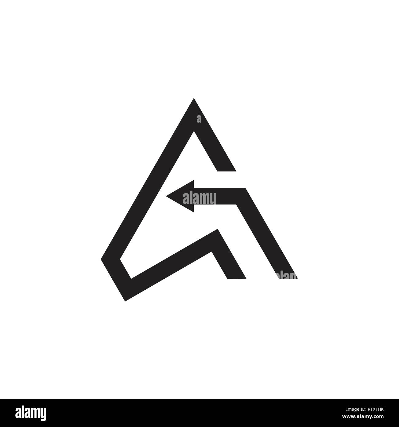 Buchstabe g Dreieck Pfeile, geometrische Linie logo Vektor Stock Vektor