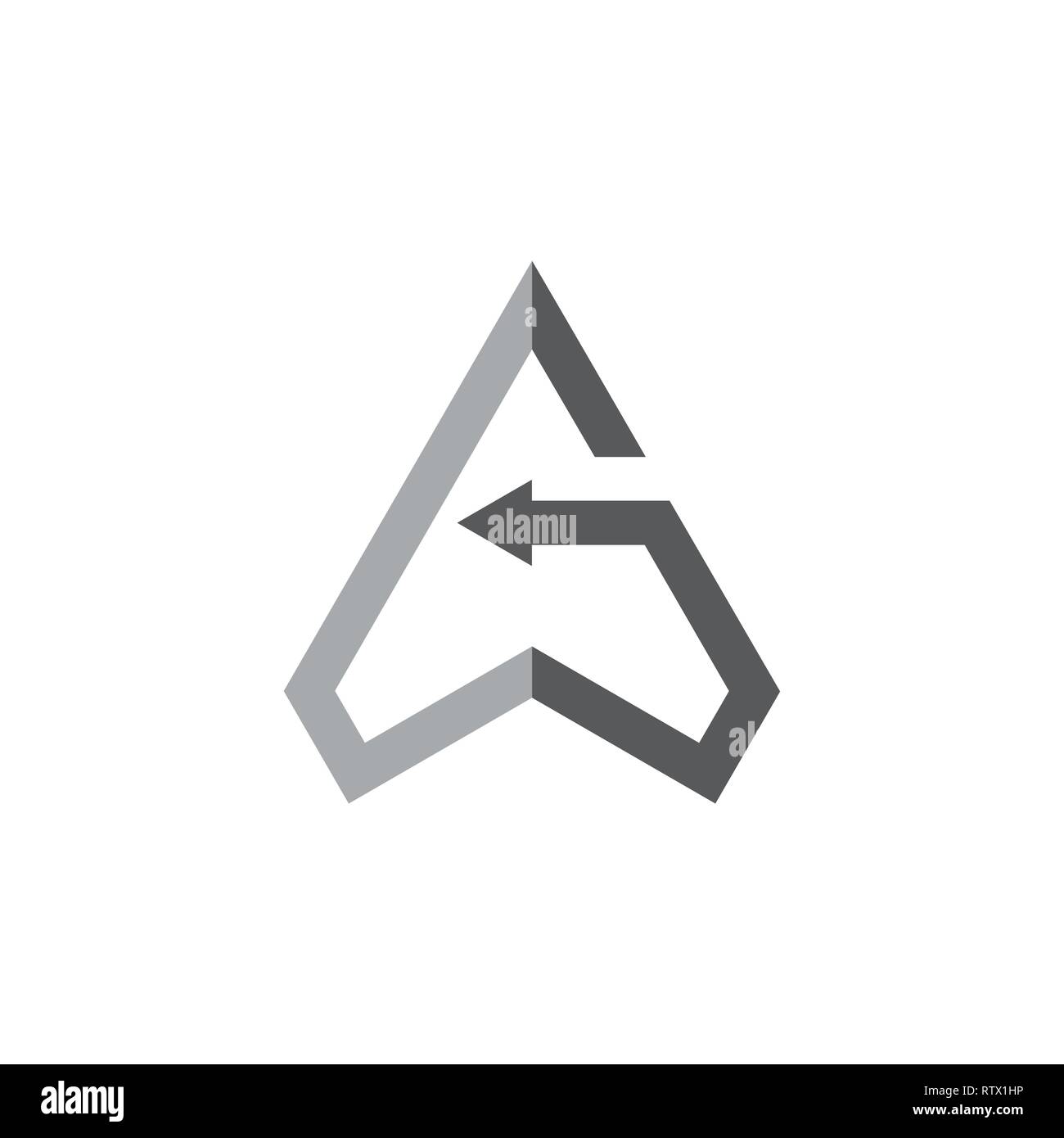 Buchstabe g Dreieck Pfeile, geometrische Linie logo Vektor Stock Vektor