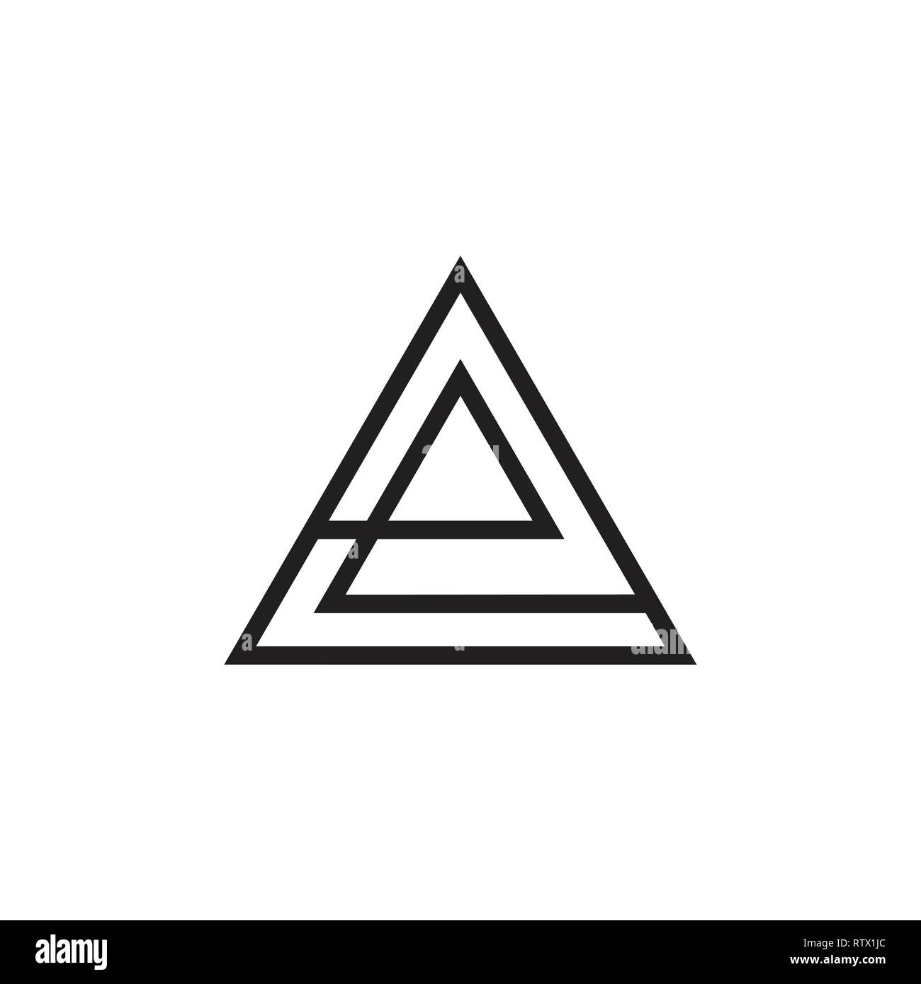 Abstrakte Buchstaben e einfaches Dreieck Linie geometrische Logo Stock Vektor