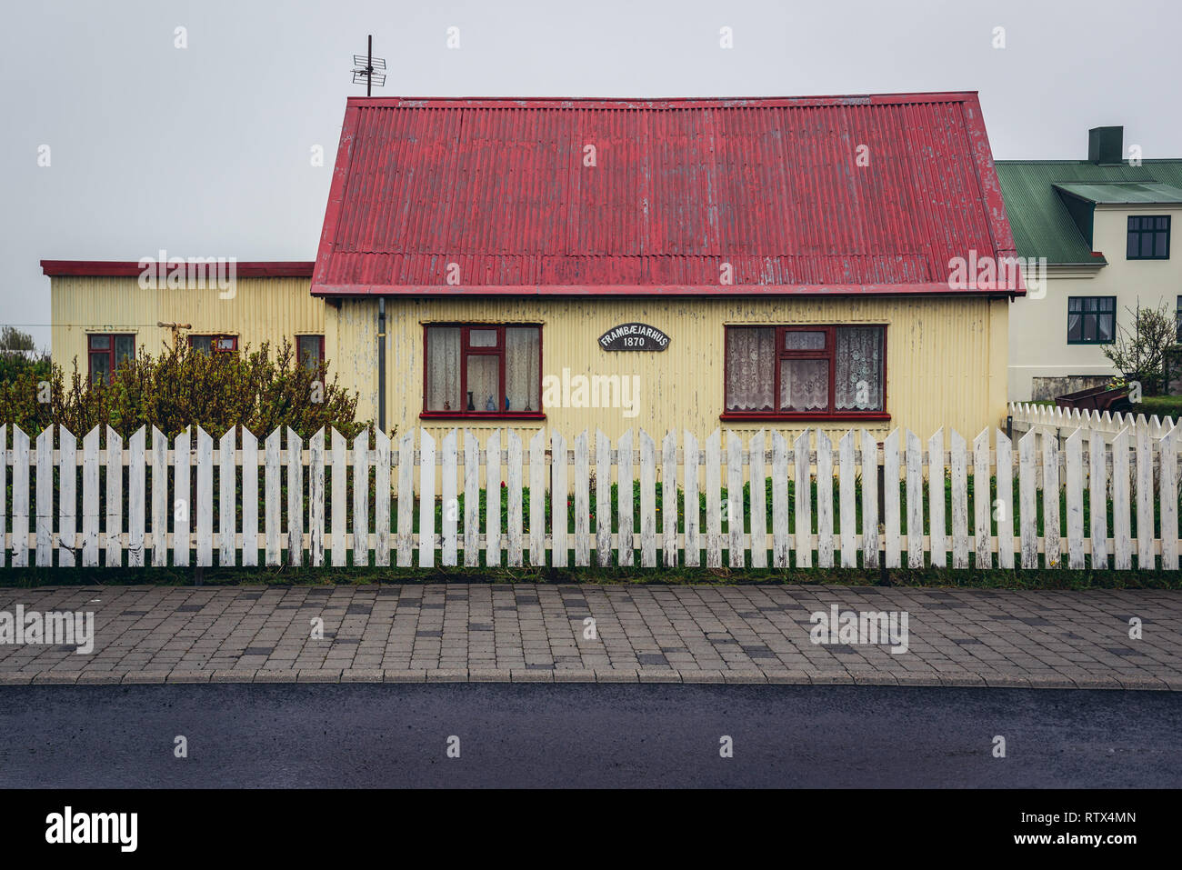 Haus in Eyrarbakki Fischerdorf an der Südküste Islands Stockfoto