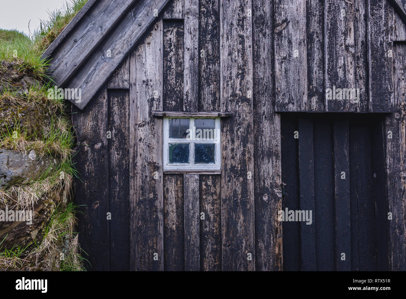 Holz- Bauernhaus in Keldur Torfhaus Museum im Süden von Island Stockfoto